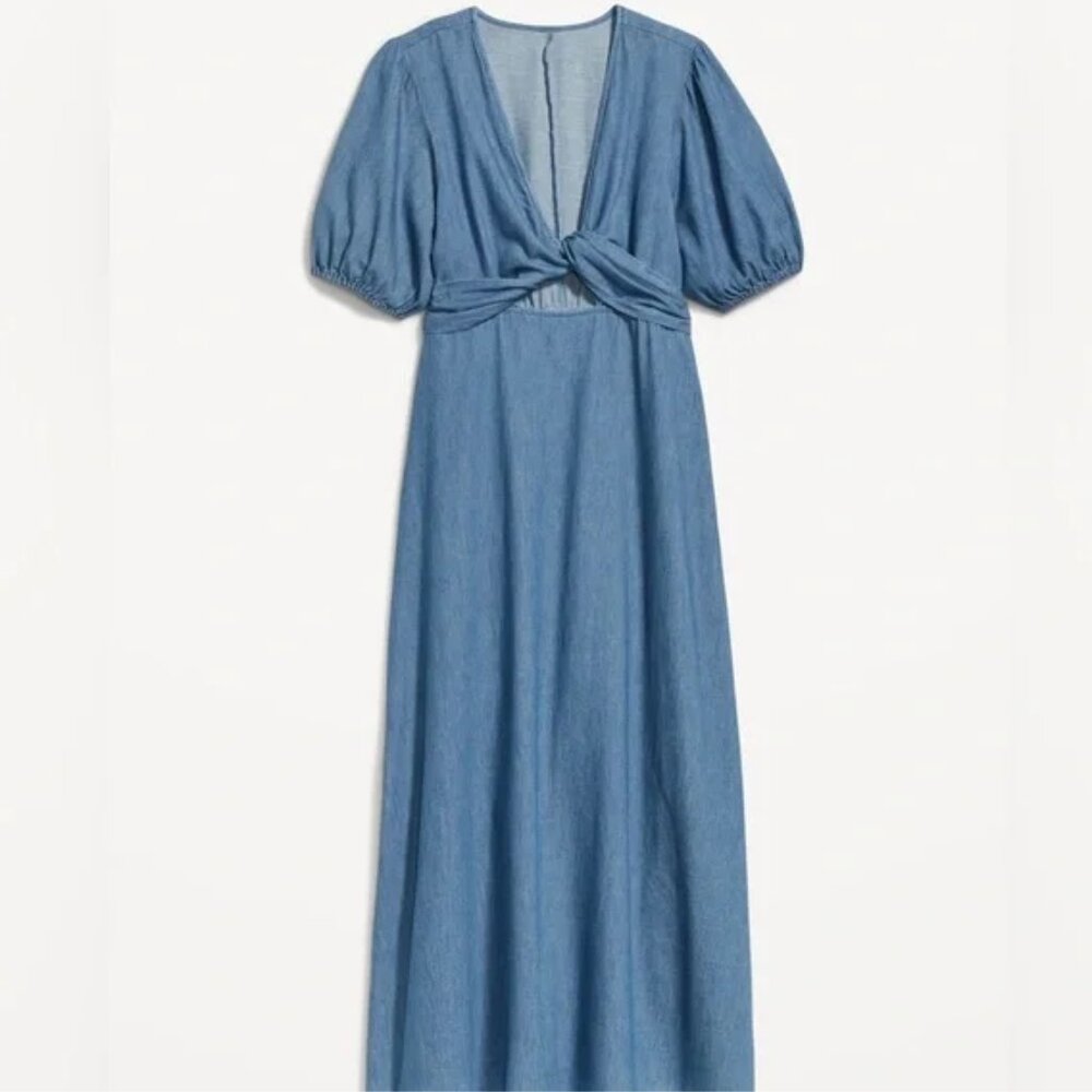 NWT Old Navy Women’s Fit & Flare Denim Twist-Front Dress - Size S Petite